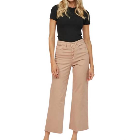 NEW MICA DENIM chromatic high rise crop jean in brown sugar - Picture 1 of 5